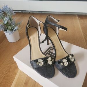 Ivanka Trump Black Women's Sandals with Crystal Embellishments